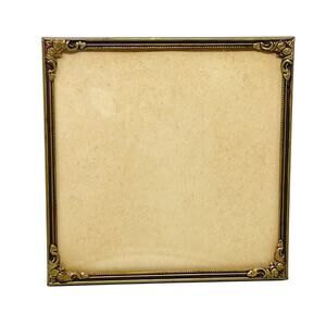 Vintage Antique Brass Photo Frame 5x5 Display Easel Behind Glass Roses MCM